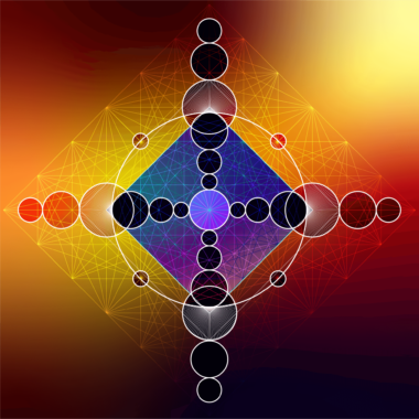 Design geométrico con círculos y líneas en colores vibrantes, que muestra simetría y patrones intrincados, ideal para los entusiastas del arte digital.