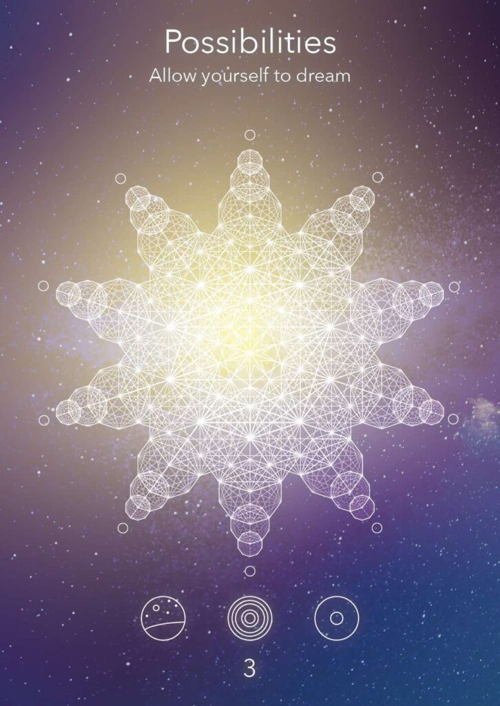 Estrella geométrica design con líneas interconectadas y fondo cósmico, que simboliza posibilidades y sueños.