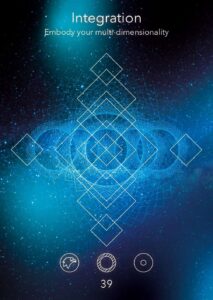 Geometric design representing integration and multi-dimensionality with intricate patterns and shapes on a cosmic background.