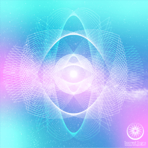 Geometric sacred sign design featuring intricate patterns and vibrant colors