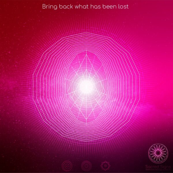 A vibrant pink energy symbol representing the concept of restoration and healing