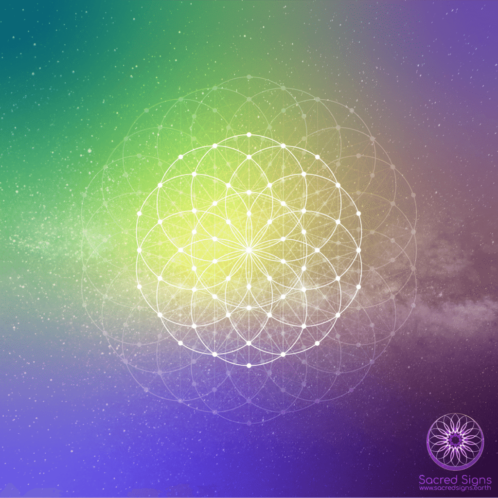 Intricate sacred geometry pattern with vibrant colors