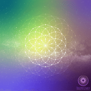 Intricate sacred geometry pattern with vibrant colors