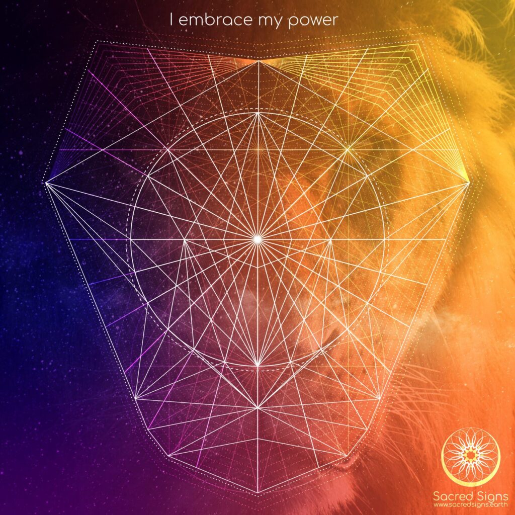 Geometric lion design with a powerful message