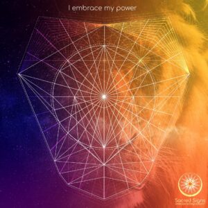 Geometric lion design with a powerful message