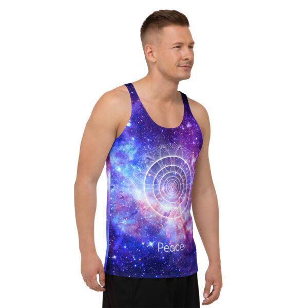 Sacred geometry men's tank top — sacred signs print, front right