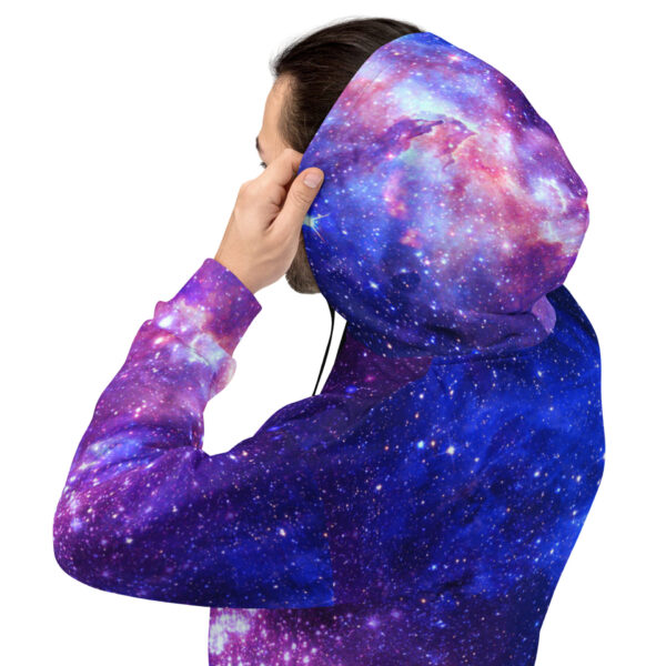 Sacred geometry hoodie — recycled pullover hoodie, back view