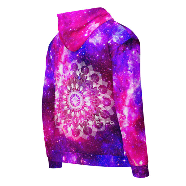 Sacred geometry hoodie — zip hoodie with sacred geometry print, back view