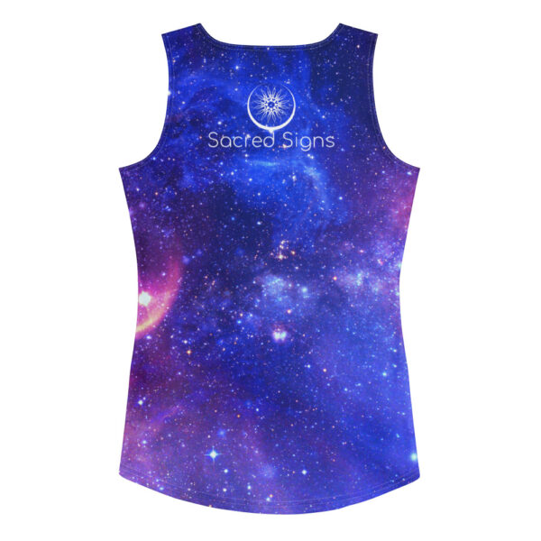 Sacred geometry women's tank top — sacred signs geometric print, back view