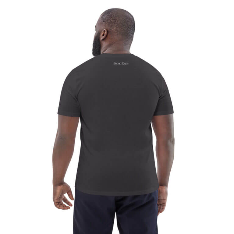 Men's black t-shirt featuring a logo on the back, designed for comfort and style, suitable for casual wear.